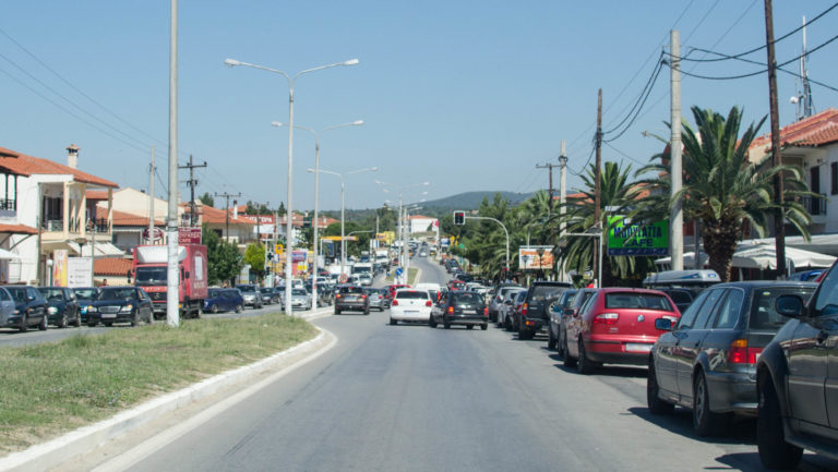 Street in Nikiti city, halkidiki, greece