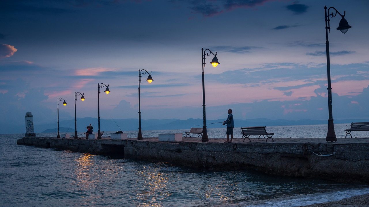 pier, beach, sunrise, dawn, morning, coast, street lights, street lamps, sea, ocean, travel destination, halkidiki, greece, halkidiki, halkidiki, halkidiki, halkidiki, halkidiki
