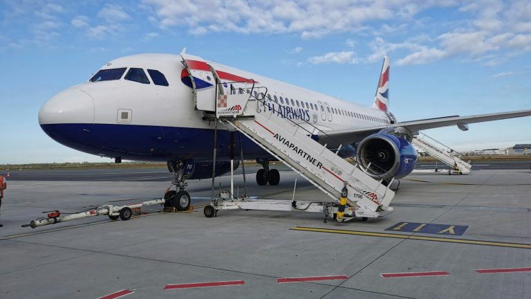 a large airplane is being prepared for a flight