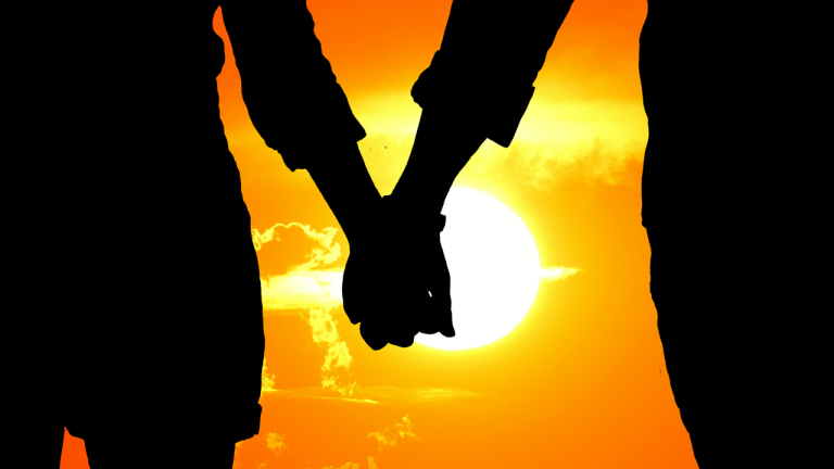 lovers, silhouette, sunset, together, hand in hand, love, in love, nature, togetherness, as a couple, fun, friendship, valentine's day, connectedness