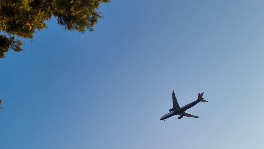 a plane flying in the sky