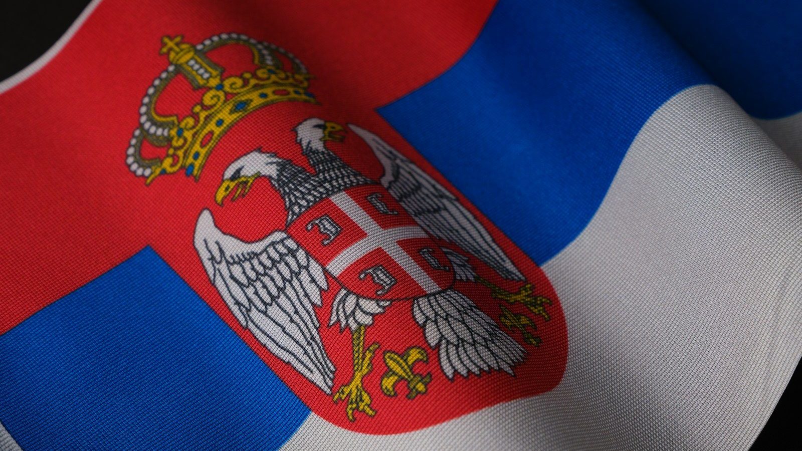 a close up of a flag with a crown on it